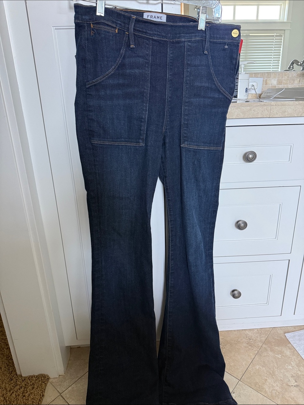 Frame Denim Indigo High-Rise Wide-Leg Jeans